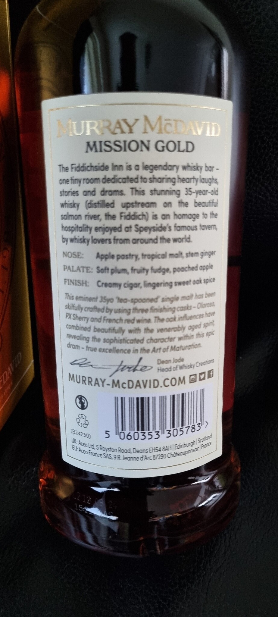 MURRAY MC DAVID THE FIDDICHSIDE 35Y  1989-2024 46.7% MURRAY MCDAVID BLENDED MALT