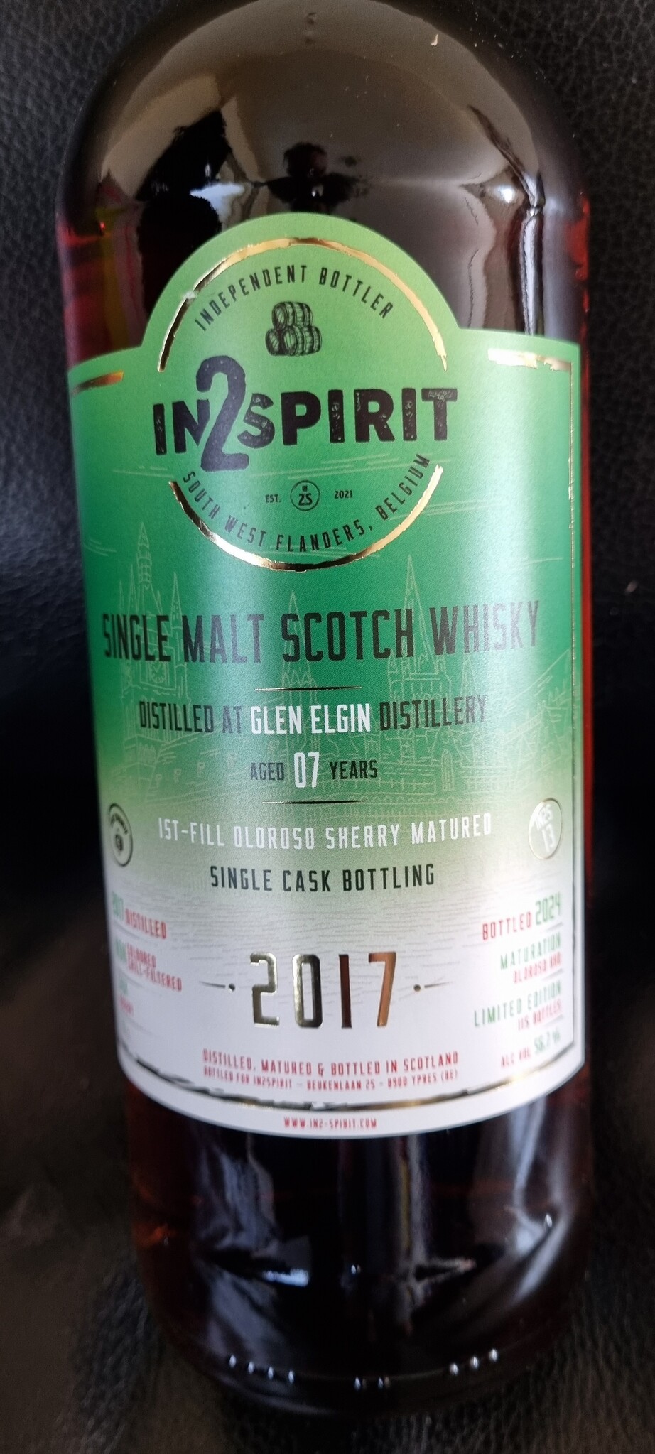 IN2SPIRIT GLEN ELGIN 7Y 2017-2024 56.7% 1ST-FILL OLOROSO IN2SPIRIT