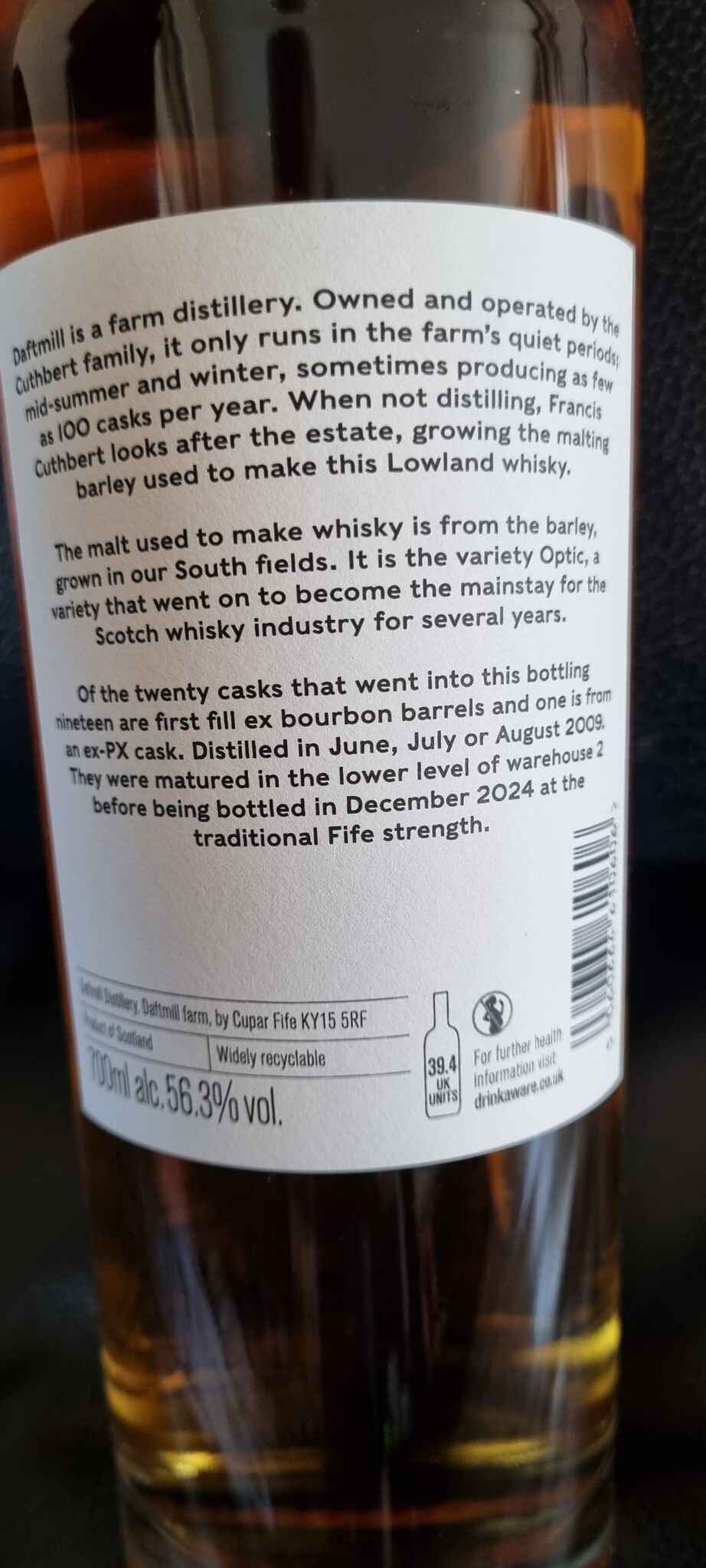 ORIGINAL DISTILLERY BOTLING DAFTMILL 15Y 2009-2024 56.3% OB