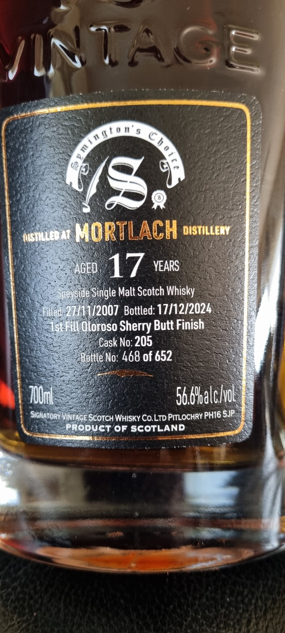 Signatory MORTLACH 17Y 2007-2024 56.6%  SIGNATORY CASKSTRENGHT COLLECTION