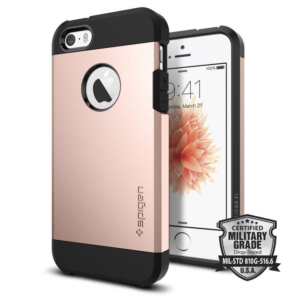 Maar Natuur Klagen Spigen iPhone SE/5S/5 Case Tough Armor - Rose Gold - Allspotson.com