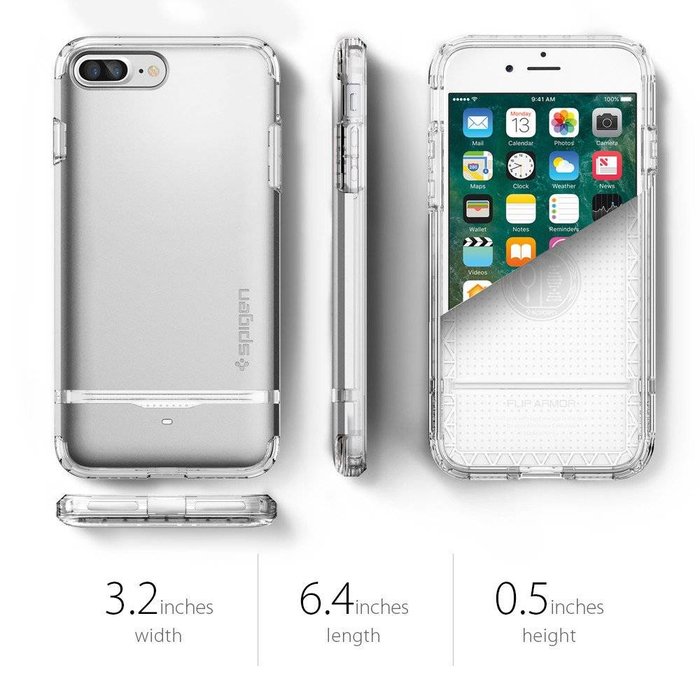 iPhone 7/8 Plus Case Flip Armor - Satin Silver