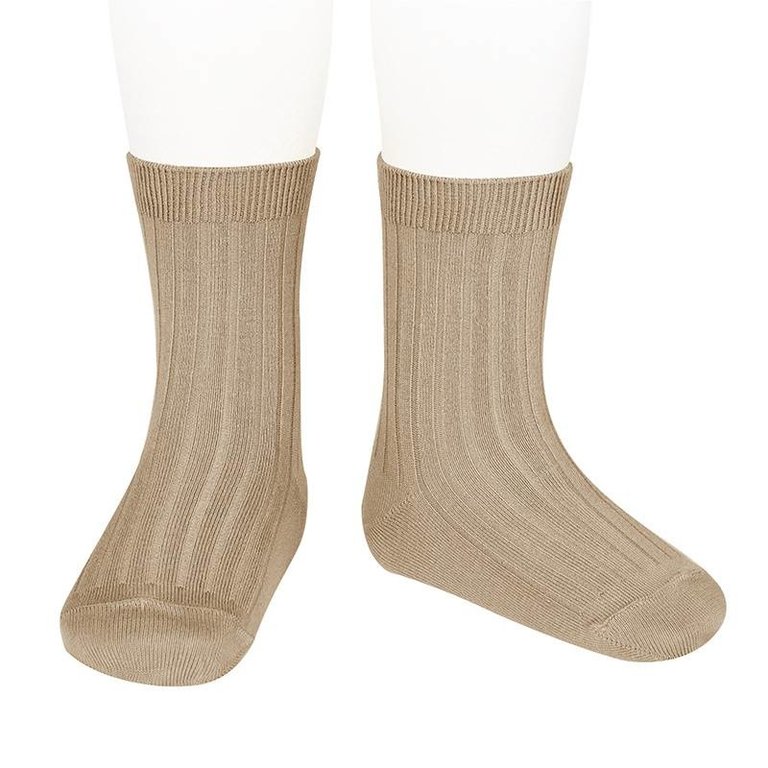 Condor  Condor Wide Ribbed Children Socks Camel