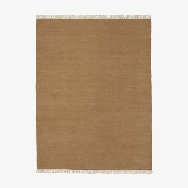 Hand spun Woolen Kelim rug with natural fringe