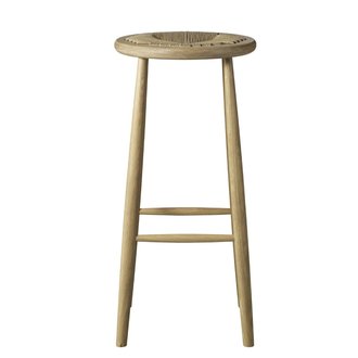 J165 lacquered oak round bar stool