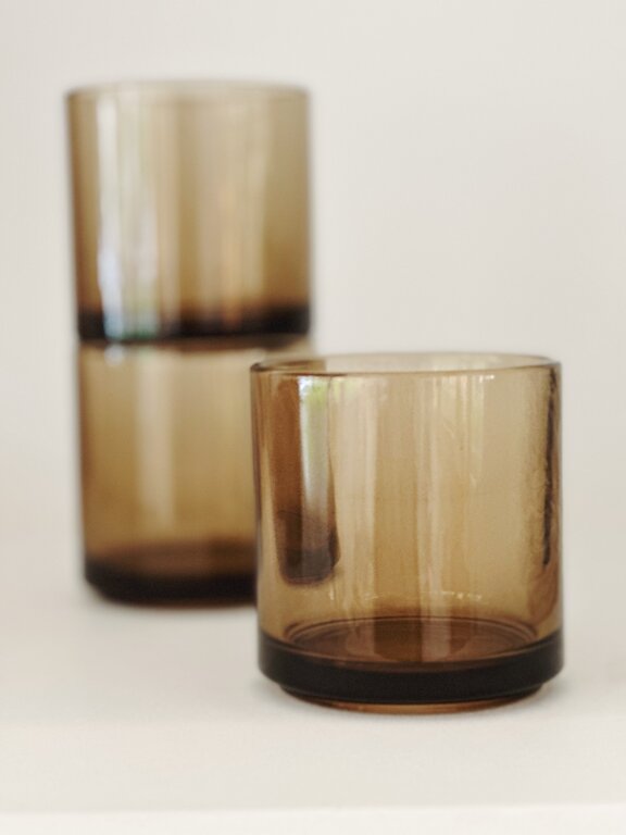 Hasami Porcelain Set of 3 Hasami Glass Tumblers Amber