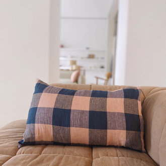 Pink Navy Check Pillowcase 40 x 60 cm
