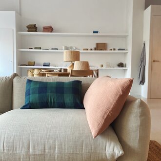 Green Navy Check Pillowcase 40 x 60 cm