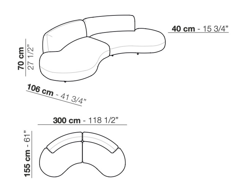 arflex  Arflex Tokio curved element sofa
