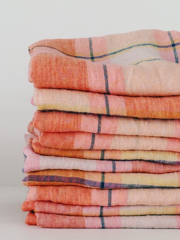 Pantoufle Dishtowel Summer Check Linen