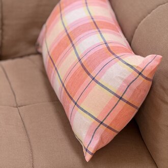 Summer Check Linen Pillowcase 40 x 60 cm