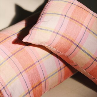 Summer Check Linen Pillowcase 30 x 60 cm