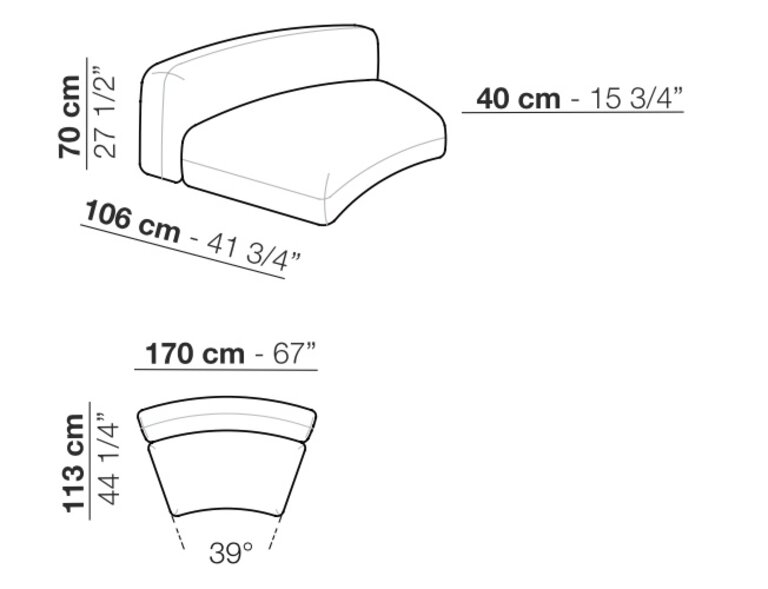 arflex  Arflex Tokio curved showroom sofa