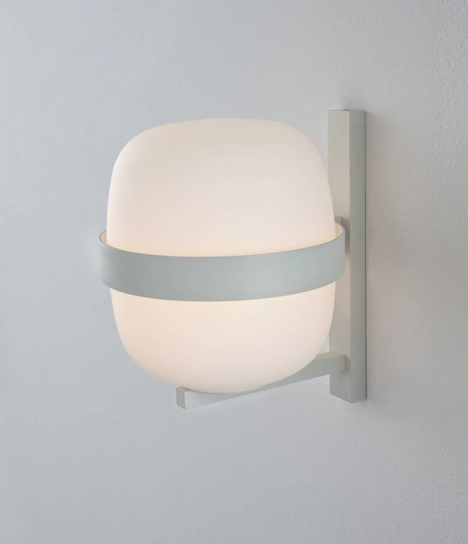 Santa Cole Santa Cole White Metal and Opal Glass Wally Wall Lamp