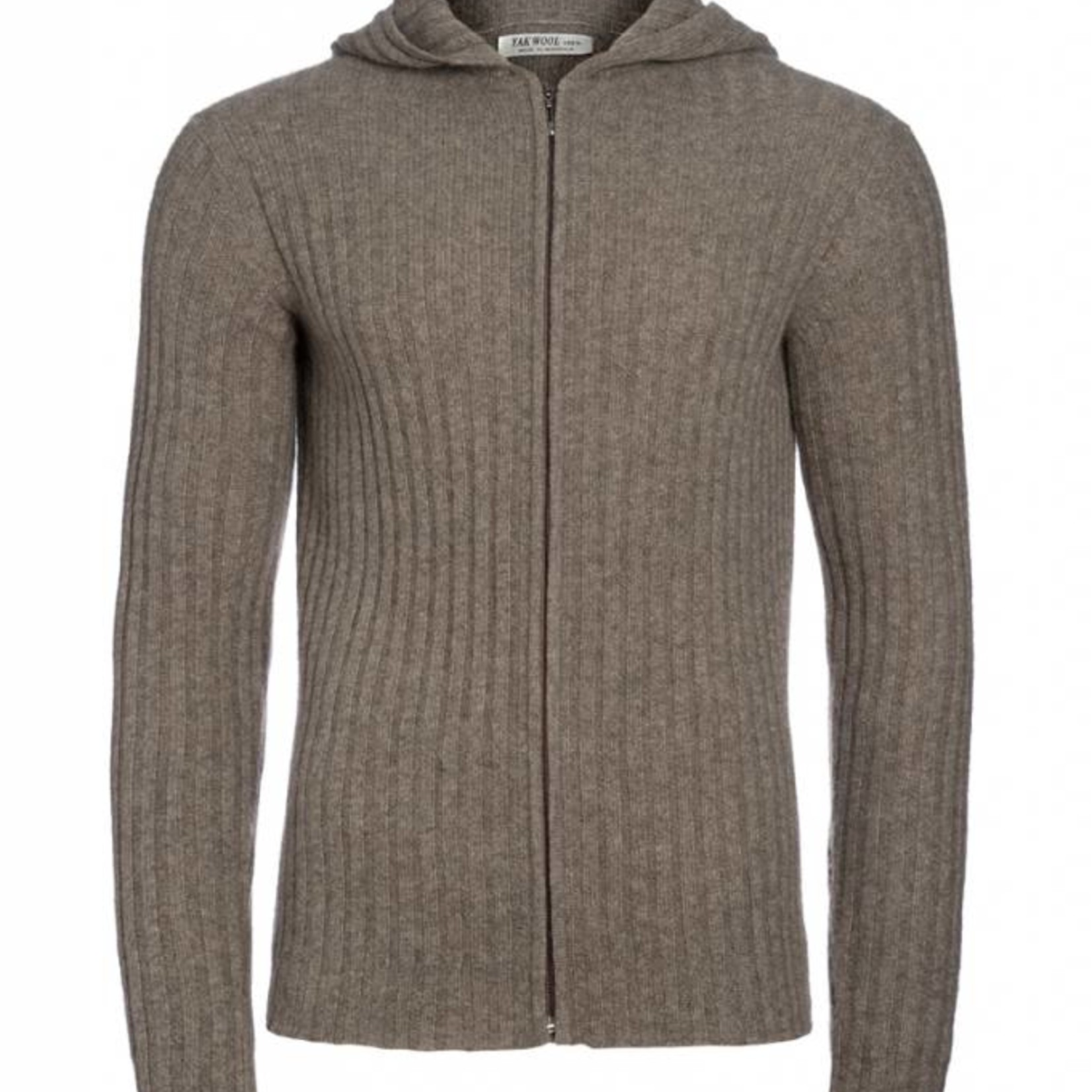 Ralf - Strickjacke mit Kaputze aus Yakwolle - erdbraun