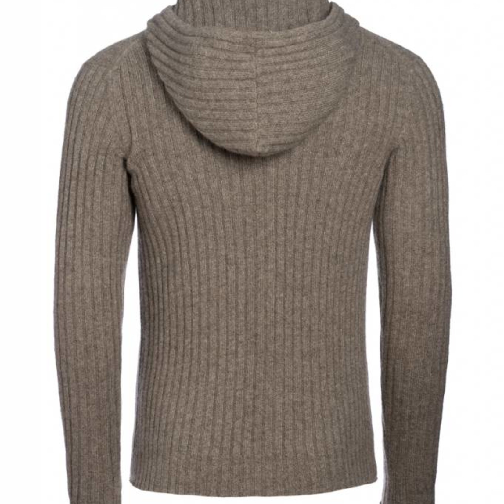 Ralf - Strickjacke mit Kaputze aus Yakwolle - erdbraun