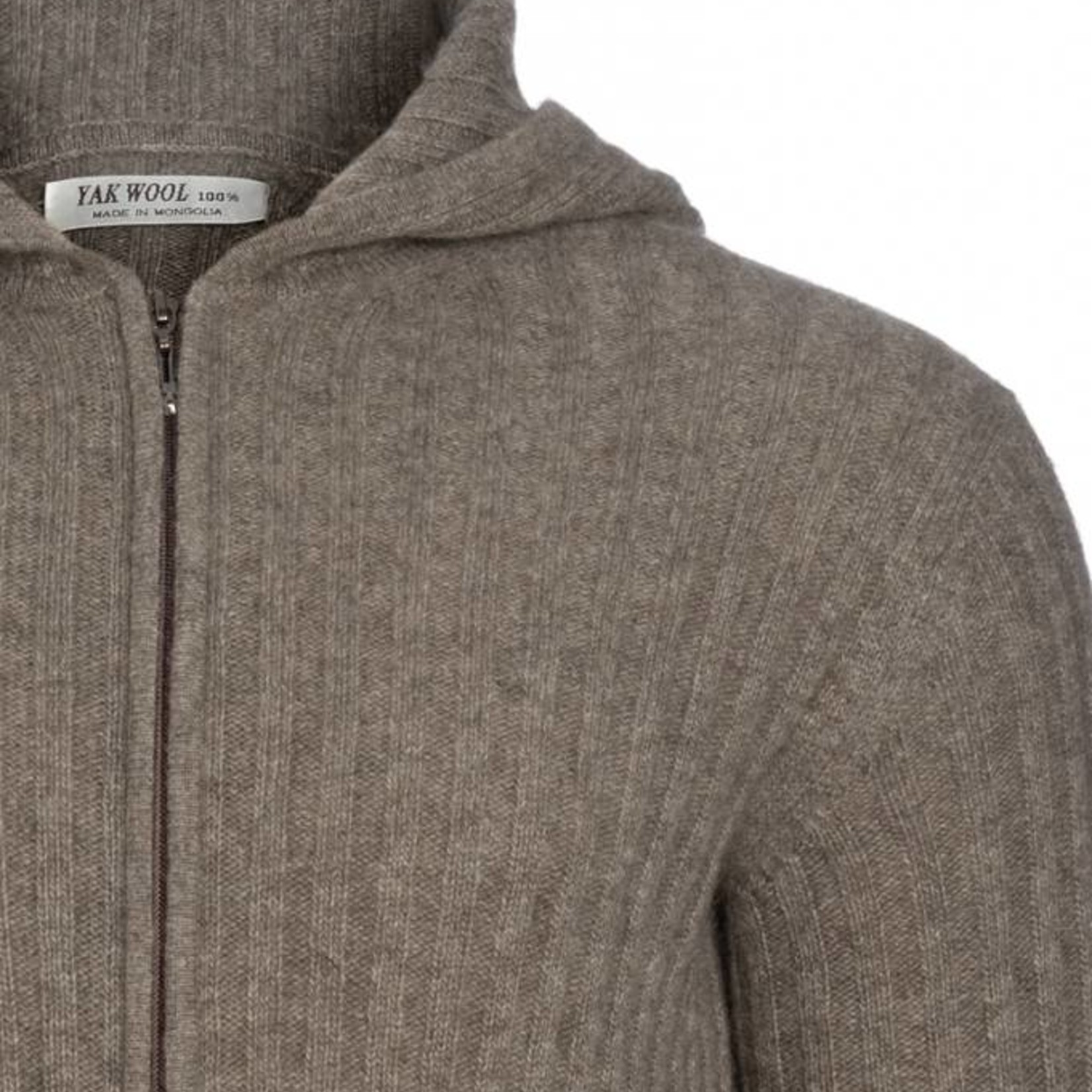 Ralf - Strickjacke mit Kaputze aus Yakwolle - erdbraun