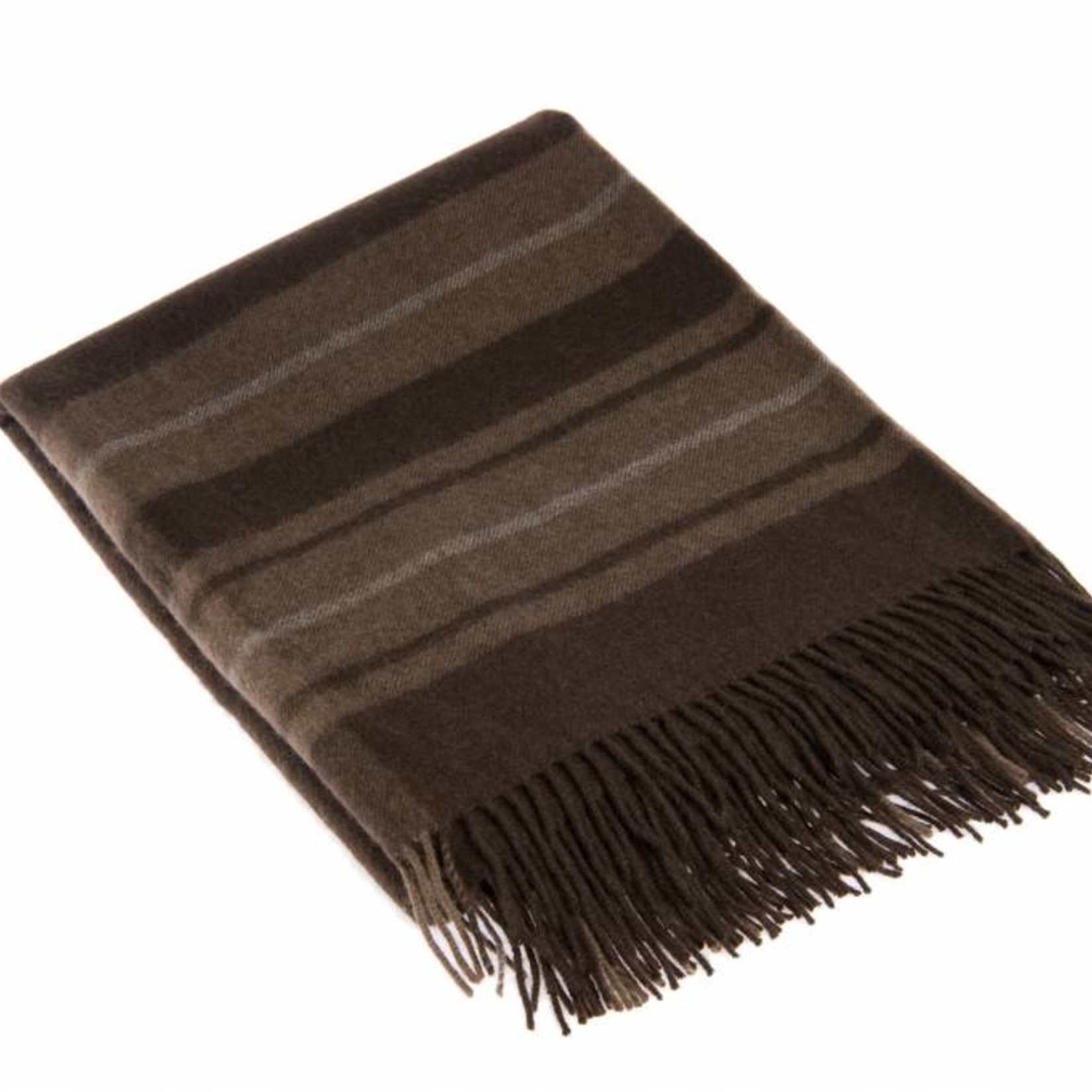 Mongoltextile - Decke aus Yakwolle - braun mit Streifen