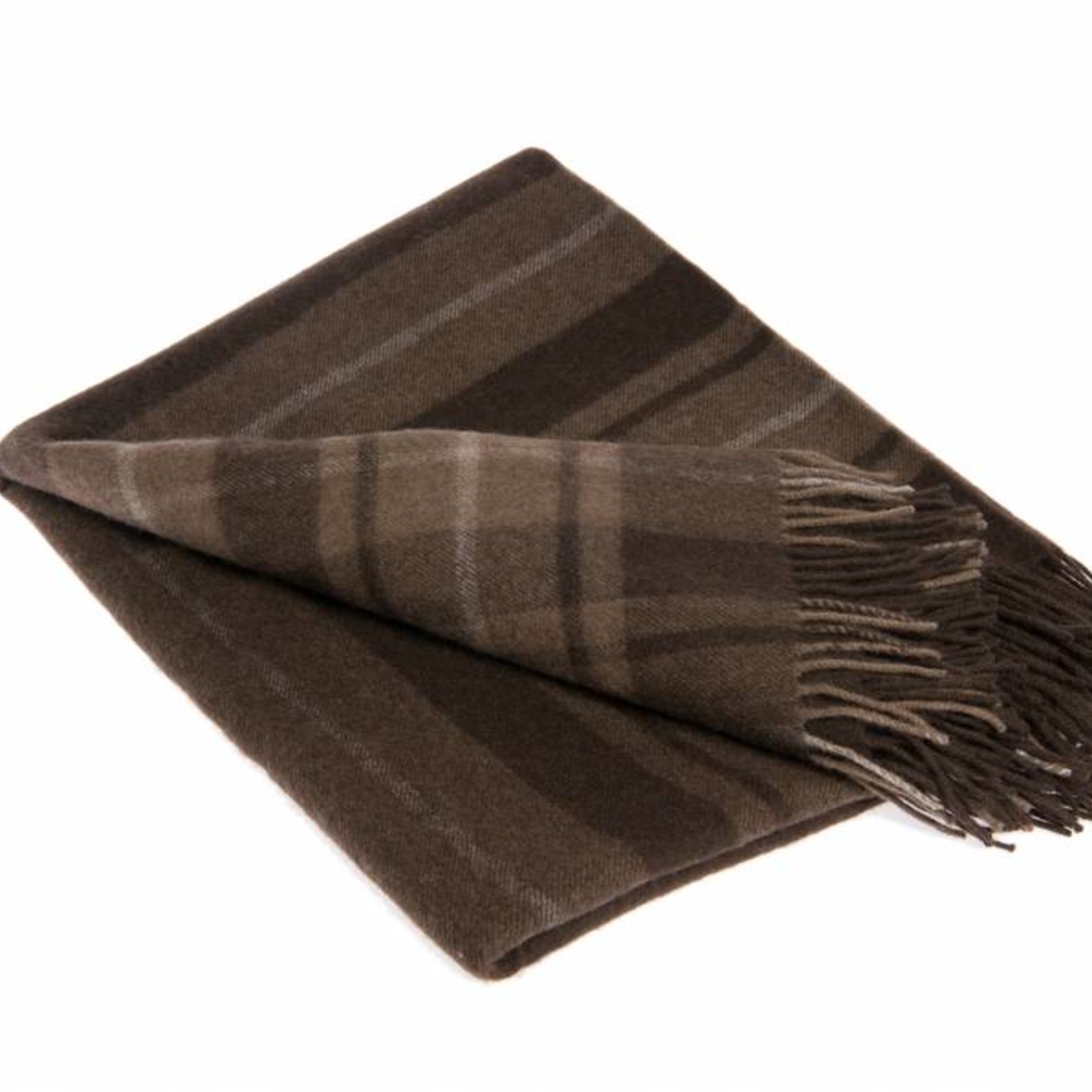 Mongoltextile - Decke aus Yakwolle - braun mit Streifen