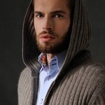 Ralf - Strickjacke mit Kaputze, Yakwolle erdbraun