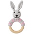 Sindibaba Rattle Bunny on wooden ring grey/pink