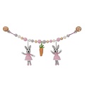 Sindibaba Stroller chain Bunny grey/rose with rattle