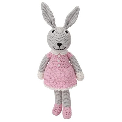 Sindibaba Bunny Bibi with rattle grey/pink