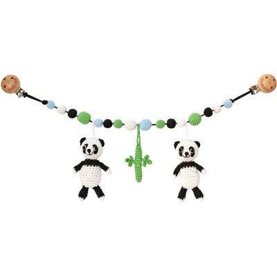 Sindibaba Kinderwagenkette Panda weiß/schwarz mit Rassel