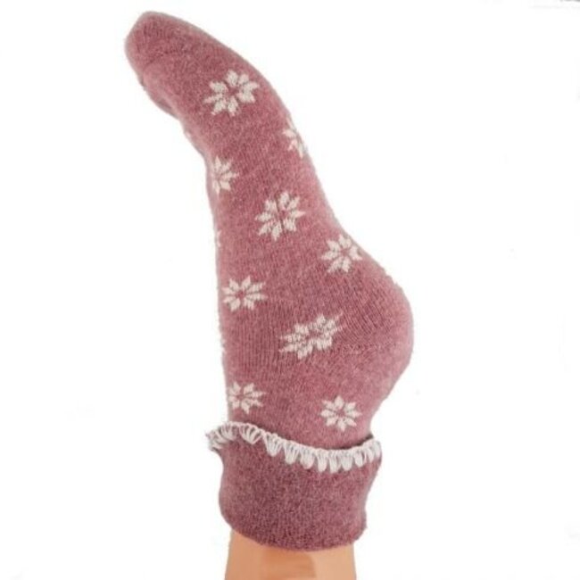 Socks Woolmix extra thick Flower pink/cream