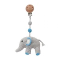 Sindibaba Kinderwagen-Clip mit Rassel Elephant grey/blue