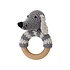 Sindibaba Rattle Dog lucky on wooden ring grey