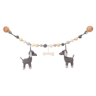 Sindibaba Stroller chain Dog Lucky grey with rattle