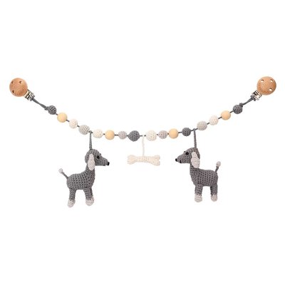 Sindibaba Stroller chain Dog Lucky grey with rattle