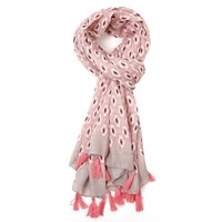 M&K Collection Scarf Geo Tassel pink