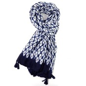 M&K Collection Schal Geo Tassel navy