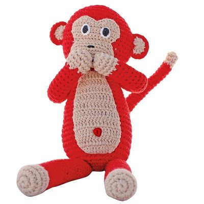 Sindibaba Monkey with rattle, red