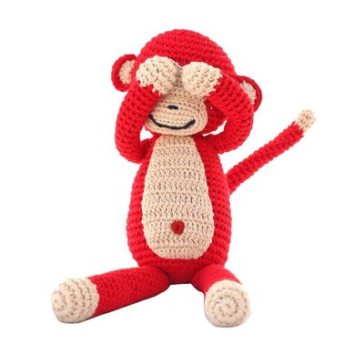 Sindibaba Monkey with rattle, red
