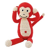 Sindibaba Monkey with rattle, red