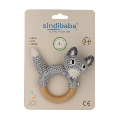 Sindibaba Rassel Fuchs am Holzring grey