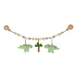 Sindibaba Stroller chain Dino green with rattle