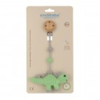 Sindibaba Pram clip with rattle Dino green