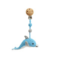 Sindibaba Pram clip with rattle dolphin blue-white