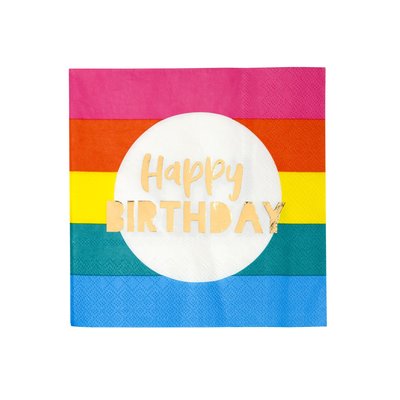 Talking Tables Paper Napkins Eco Rainbow Happy Birthday 20-Pack