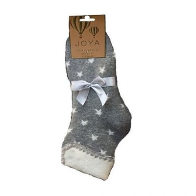 Joya Socken Wollmix extra thick Stars grey/cream