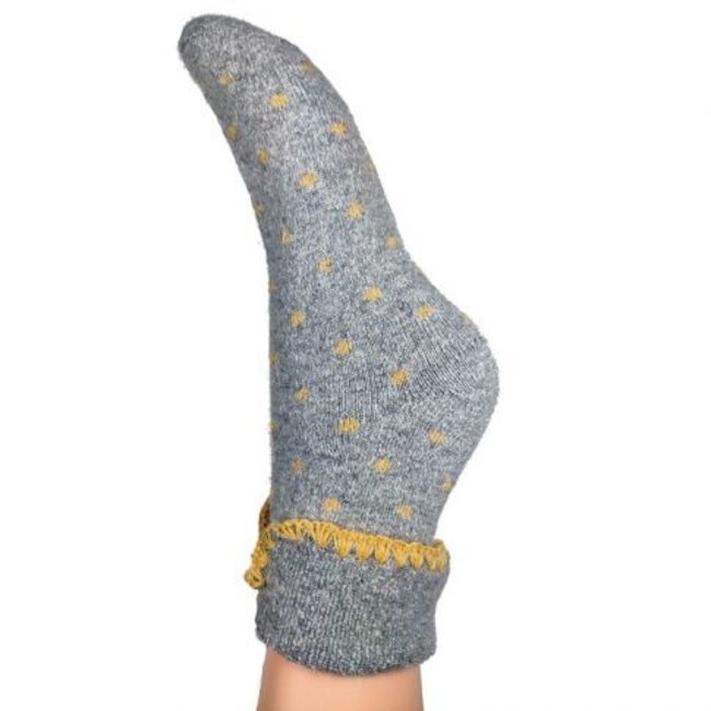 Socks Woolmix extra thick Spotty Grey/Yellow