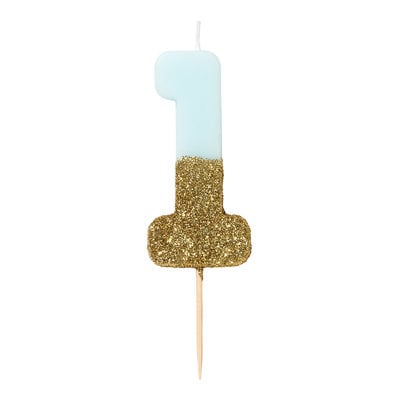 Talking Tables Glitter candle 1 blue