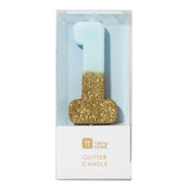 Talking Tables Glitter candle 1 blue
