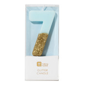 Talking Tables Glitter candle 7 blue