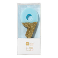 Talking Tables Glitter candle 9 blue