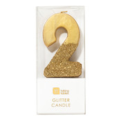 Talking Tables Glitter candle 2 gold